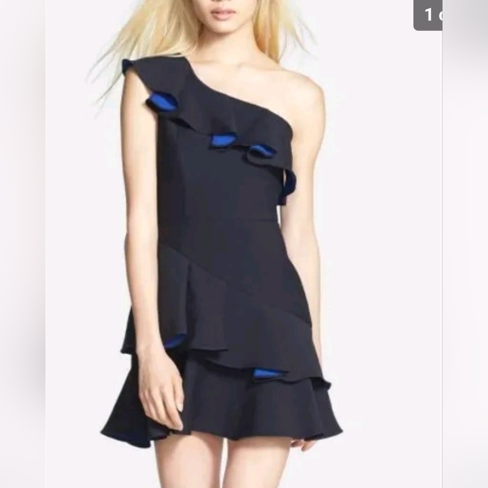 BCBG Max Azria one shoulder ruffle dress 6 NWT